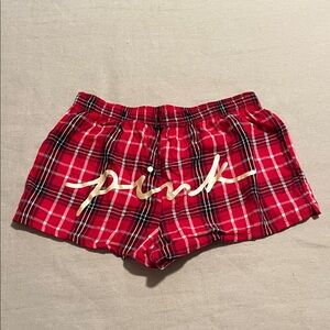 PINK Victoria's Secret Red Plaid Sleepwear Med shorts -NEW NEVER WORN